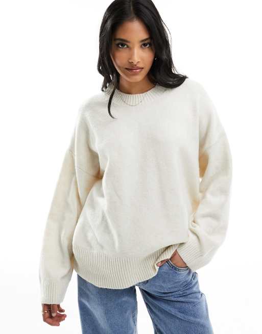 Stradivarius - Maglione color pietra lavorato spesso 