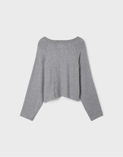 Stradivarius maglione con maniche raglan grigio scuro, 7 di 7