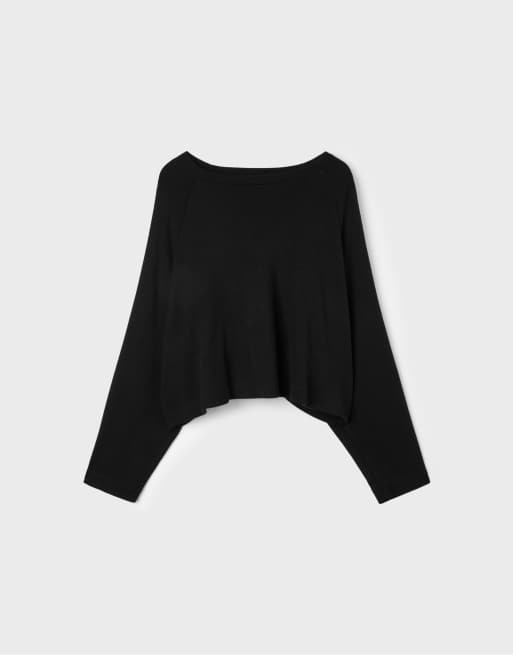 Stradivarius maglione con maniche raglan nero, 6 di 7