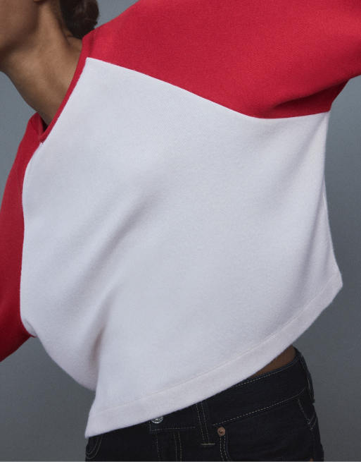 Stradivarius maglione con maniche raglan rosso, 5 di 7