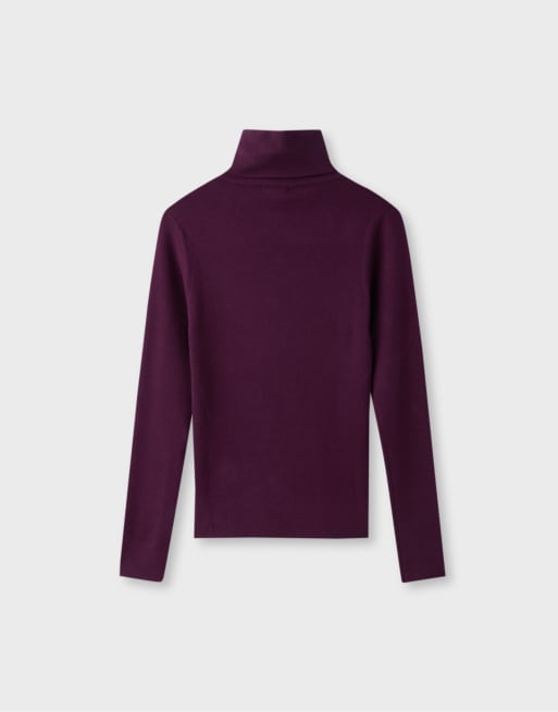 Stradivarius maglione dolcevita basic viola scuro, 7 di 7