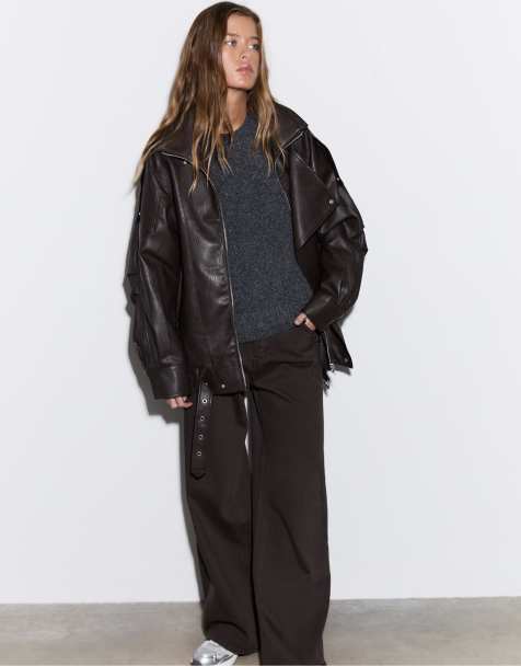 Stradivarius - Maglione grigio scuro con scollo rotondo - view 1