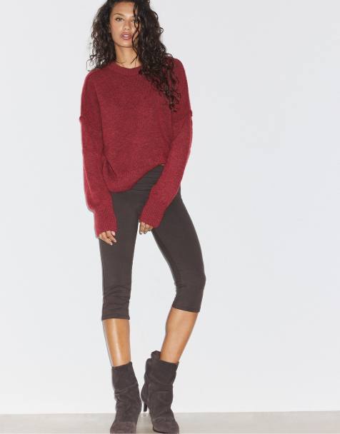 Stradivarius maglione lavorato a maglia girocollo rosso scuro - view 1