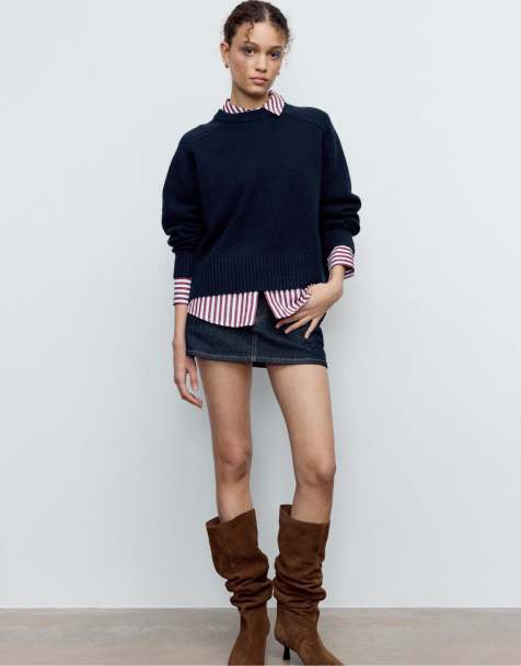 Stradivarius - Maglione lavorato morbido basic blu scuro - view 1