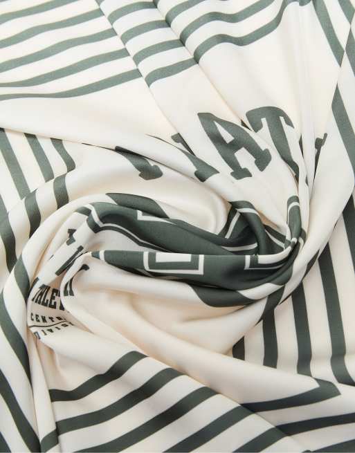 Stradivarius - Manhattan - Gestreepte sjaal in kaki, 3 van 4
