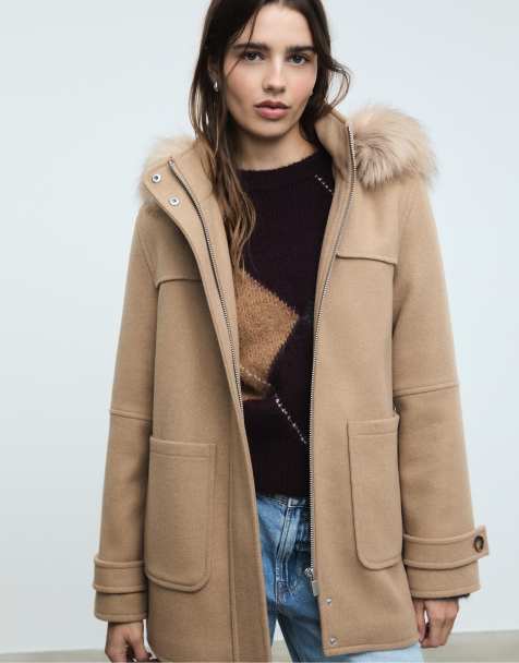 Stradivarius - Manteau avec capuche en fausse fourrure - Caramel - view 1