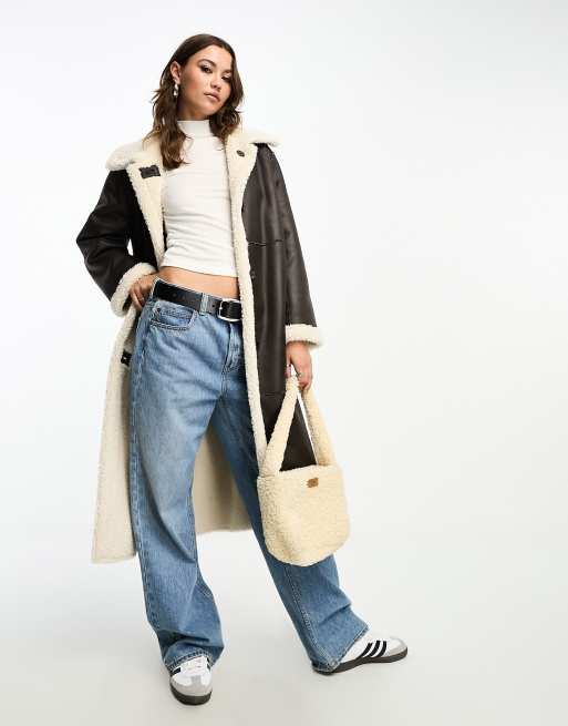 Stradivarius - Manteau aviateur long - Chocolat amer 