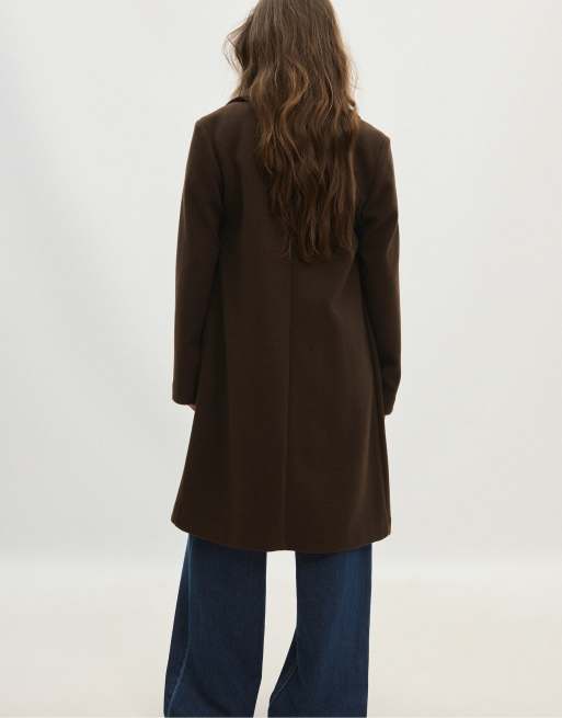 Stradivarius manteau basic doux au toucher marron, 3 de 7