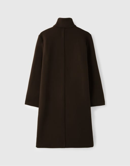 Stradivarius manteau basic doux au toucher marron, 7 de 7