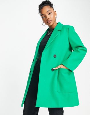 Stradivarius wool look button coat in green - ASOS Price Checker