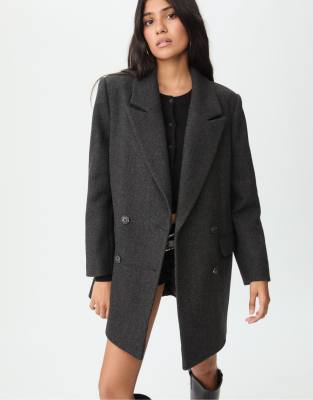 Stradivarius - Manteau classique à chevrons - Gris