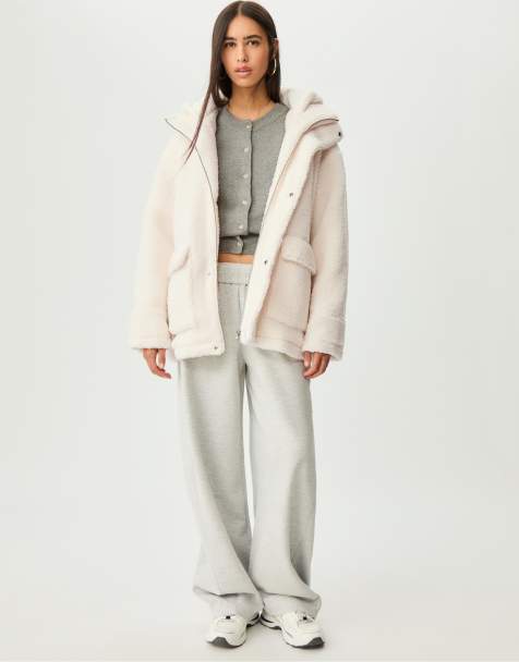 Stradivarius - Manteau court en imitation peau de mouton - Écru - view 1