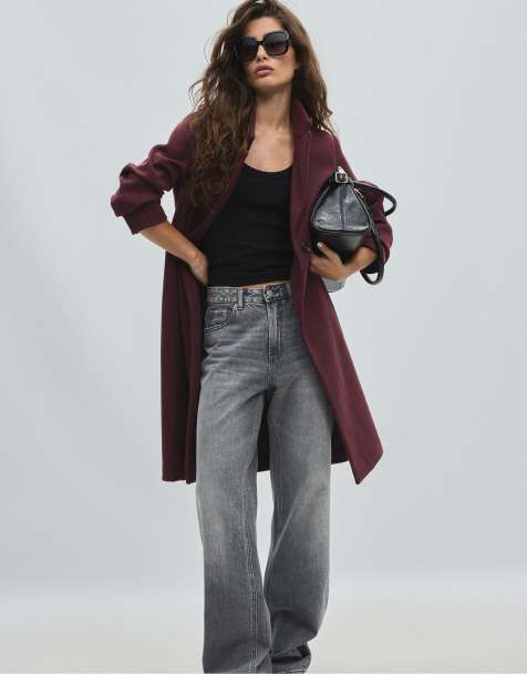 Stradivarius manteau droit doux au toucher violet - view 1