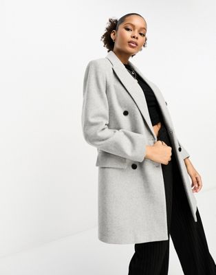 Stradivarius tailored double breasted coat in grey - ASOS Price Checker