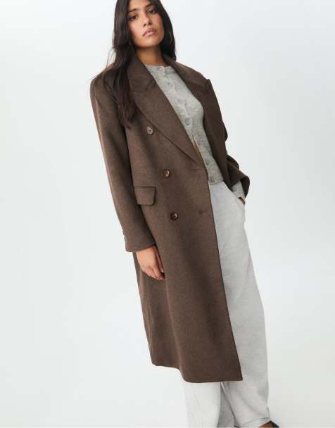 Stradivarius - Manteau long à double boutonnage - Marron - view 1
