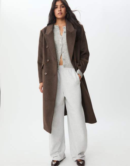 Stradivarius - Manteau long à double boutonnage - Marron, 2 de 4
