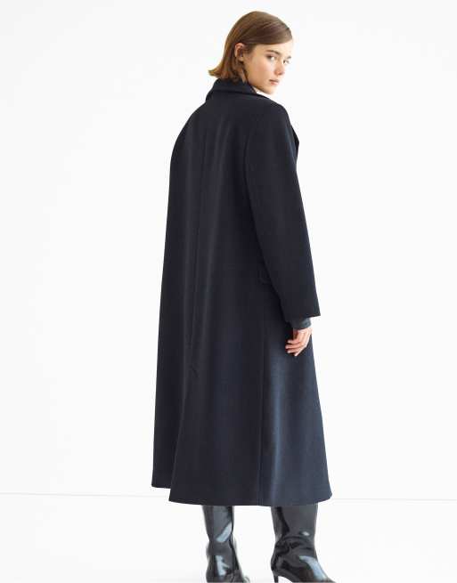 Stradivarius manteau long en feutre bleu marine, 3 de 7