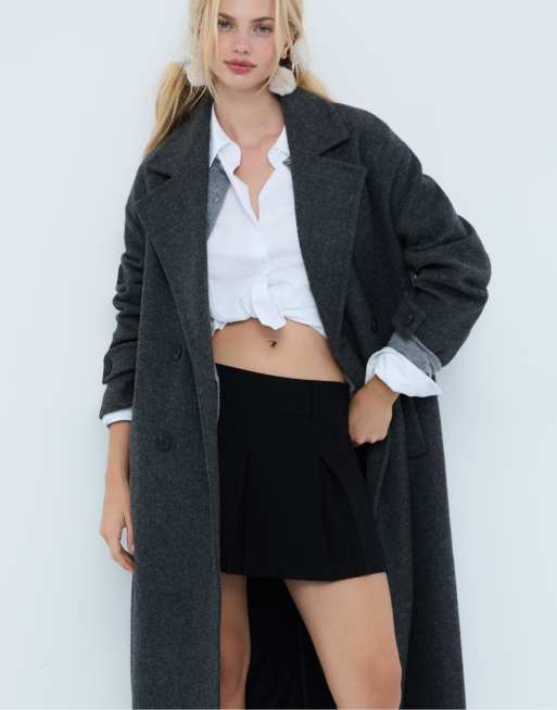 Stradivarius - Manteau long oversize - Gris foncé, 2 de 4