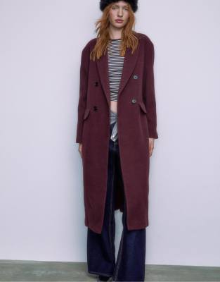 Stradivarius - Manteau long oversize - Violet