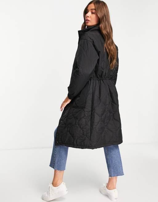 manteau long noir femme stradivarius