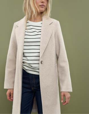 Stradivarius - Manteau mi-long doux et boutonné - Écru-Blanc