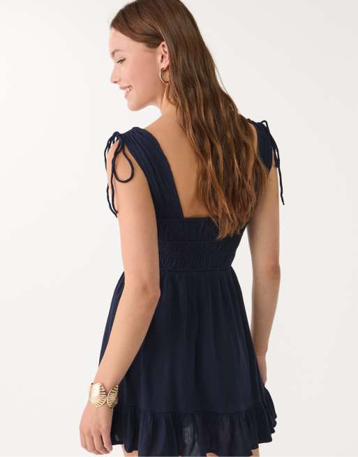 Stradivarius – Marinblå klänning i kort modell, 4 av 4