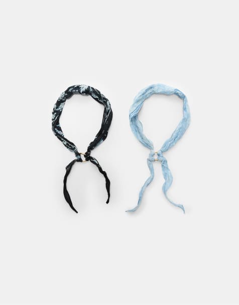 Stradivarius – Marinblå, kontrastfärgade bandanas, 2-pack - view 1