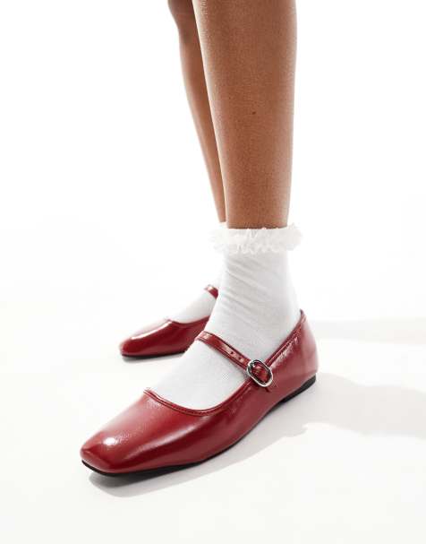 Stradivarius mary jane with strap in red - view 1