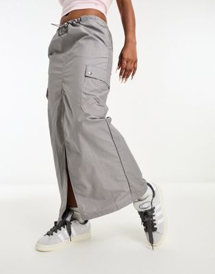 Stradivarius maxi cargo skirt in light grey - ASOS Price Checker