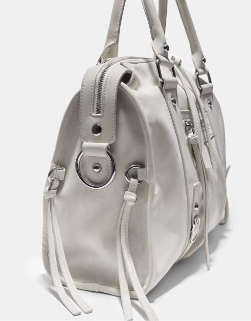 Stradivarius - Maxi crossbody bowlingtas in ecru, 3 van 4