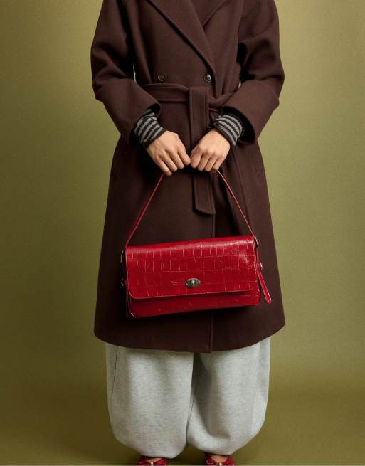 Stradivarius Maxi-Kroko-Schultertasche in Rot, 3 von 4
