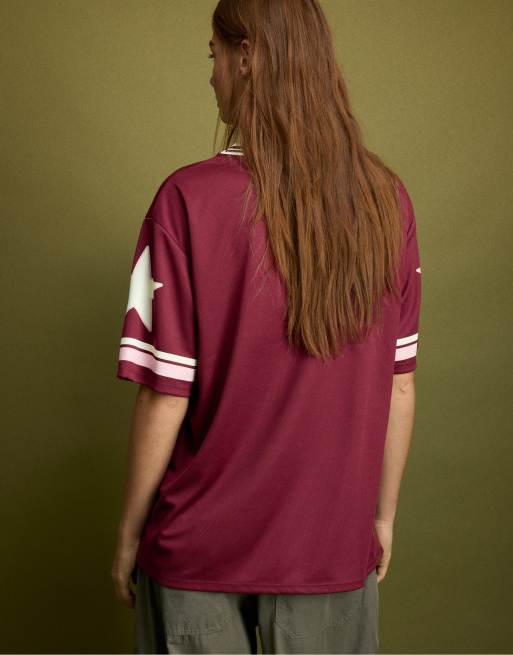 Stradivarius Maxi number t-shirt in purple, 3 of 7
