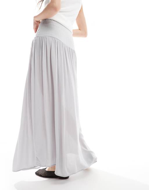 Stradivarius maxi skirt in gray | ASOS