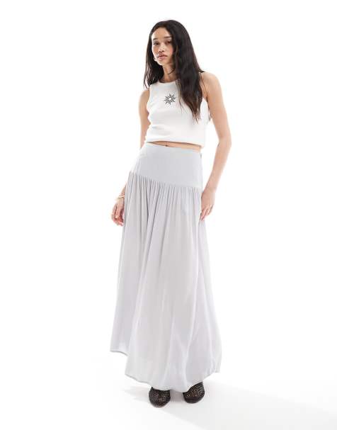 Stradivarius maxi skirt in grey - view 1