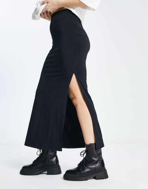 Black maxi outlet skirt thigh split