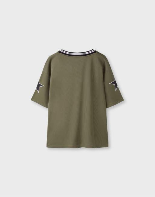 Stradivarius maxi T-shirt i khaki, 7 af 7