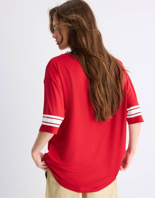 Stradivarius maxi T-shirt in rood, 3 van 7