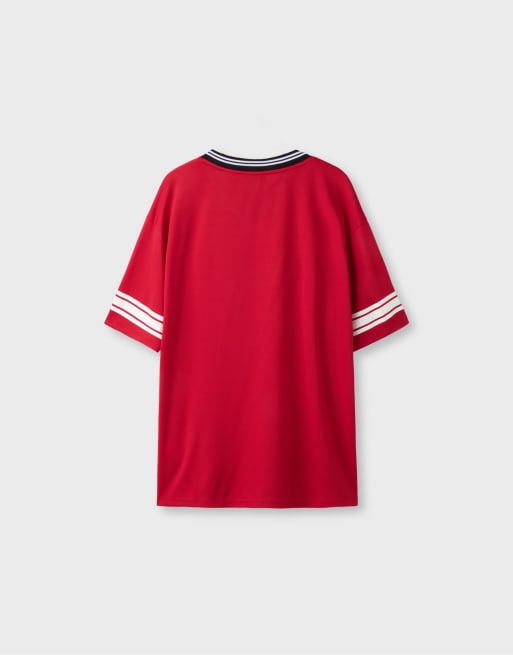 Stradivarius maxi T-shirt in rood, 7 van 7