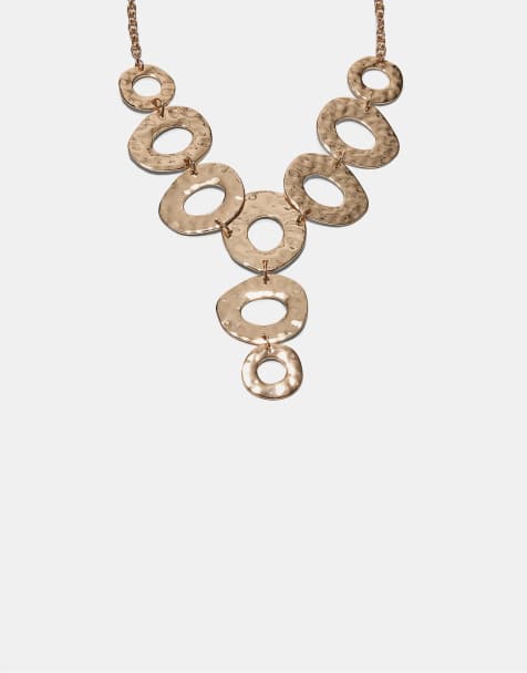 Stradivarius Maxi textured necklace in gold - view 1