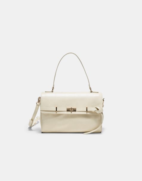 Stradivarius medium bælte-crossbodytaske i ecru - view 1