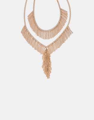 Stradivarius - Mehrreihige Halskette in Goldoptik-Gelb