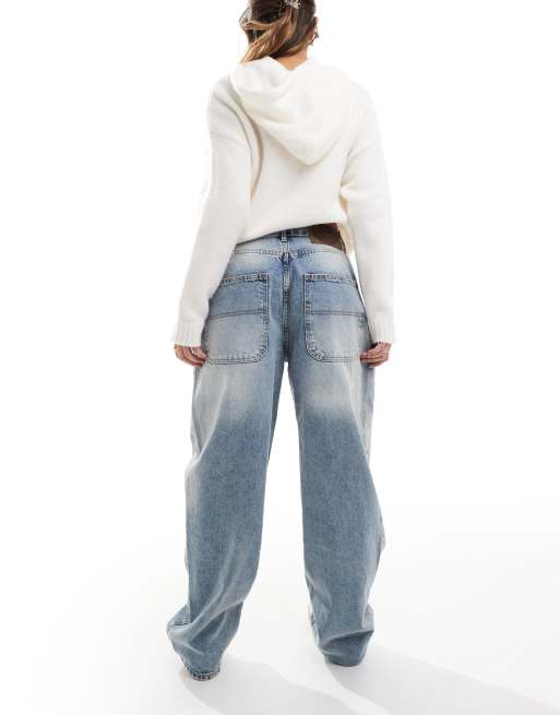 Stradivarius – Mellanblå baggy jeans med låg midja, 2 av 5