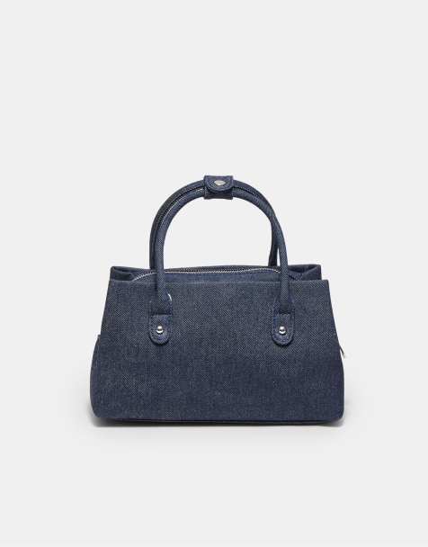 Stradivarius - Mellemblå tote-taske i denim med crossbody-rem - view 1