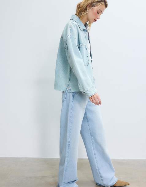 Stradivarius - Mellemblåt denimsæt med nitter - view 1