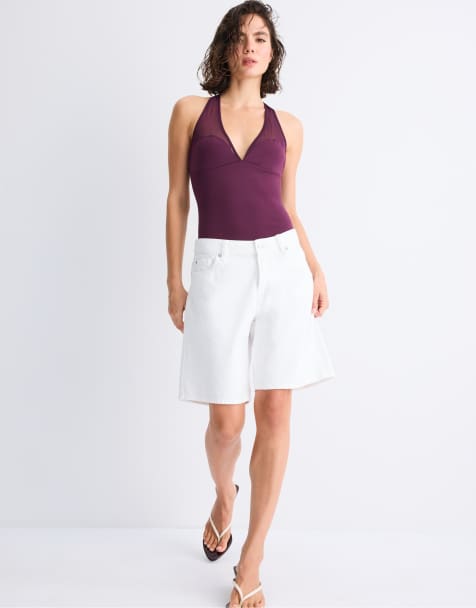 Stradivarius Mesh-Halter-Body in Lila - view 1