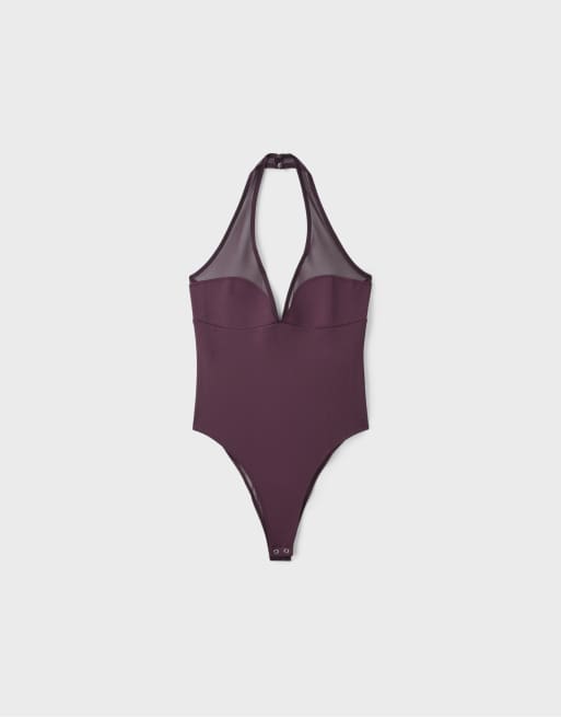 Stradivarius Mesh-Halter-Body in Lila, 6 von 7