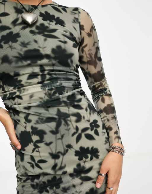 stradivarius mesh maxi dress Stradivarius Layered Mesh Maxi Dress In Black