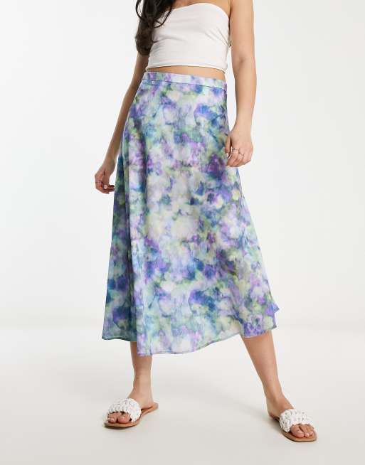 Flower print skirt in blue sale