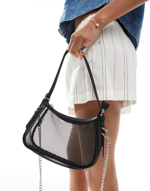 Stradivarius mesh purse in black