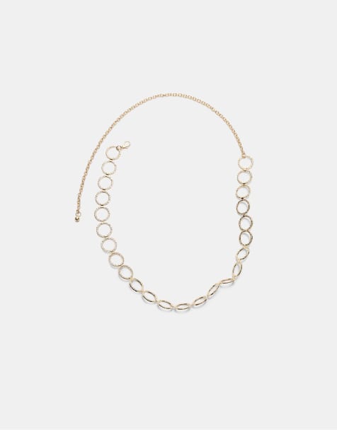 Stradivarius Metal circle belt in gold - view 1